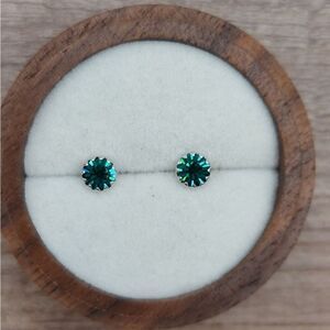 Platinum Plated 925 Silver May Birthstone CZ Stud Earrings